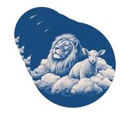 Drink Coasters Set of 4 Quick-Dry Leather Coaster Lamb with A Lion On The Clouds Coasters for Drinks Coffee Cup Mat Tabletop Protection Heat Resistant Coaster for Kitchen Bar Office Home Decor