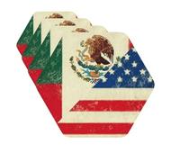 Drink Coasters Set of 4 Quick-Dry Leather Coaster Mexican American Flag Coasters for Drinks Coffee Cup Mat Tabletop Protection Heat Resistant Coaster for Kitchen Bar Office Home Decor