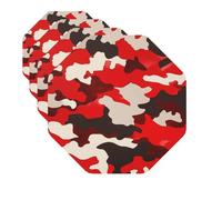 Drink Coasters Set of 4 Quick-Dry Leather Coaster Red Camo Coasters for Drinks Coffee Cup Mat Tabletop Protection Heat Resistant Coaster for Kitchen Bar Office Home Decor