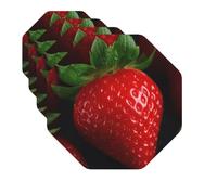 Drink Coasters Set of 4 Quick-Dry Leather Coaster Red Strawberry Coasters for Drinks Coffee Cup Mat Tabletop Protection Heat Resistant Coaster for Kitchen Bar Office Home Decor