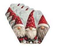 Drink Coasters Set of 4 Quick-Dry Leather Coaster Xmas Funny Gnomes Coasters for Drinks Coffee Cup Mat Tabletop Protection Heat Resistant Coaster for Kitchen Bar Office Home Decor