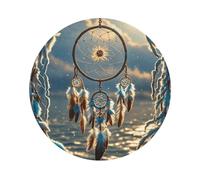 Drink Coasters Set of 4 Waterproof Non-Slip Leather Coasters with Holder Round Mug Mat Native American Dream Catcher Coasters for Drinks Tabletop Protection Cup Pad for Coffee Table Bar Home Decor