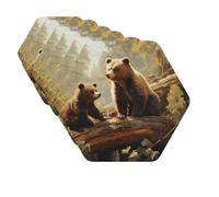 Drink Coasters Set of 6 Decorative Leather Coasters Cute Bears Play in The Tree Coasters for Drinks Cups Mugs Mat Pads Absorbent Non-Slip Coasters for Coffee Table Kitchen Bar Home Decor