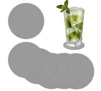 Drink Coasters Set of 6, Non Slip Silicone Pad Mat Washable Cup Mats Heatproof Drinks Mats Coaster for Hot and Cold Drinks Coffee Beer Drinks, for Home and Outdoor (Gray)