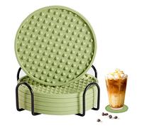 Drink Coasters Set of 8, Silicone Coasters with Holder, Tabletop Protection for Any Table Type, Wood, Glass, Stone Tables, Dishwasher Safe, Coasters for Drinks Fits Any Size of Drinking Glasses