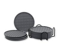 Drink Coasters Set of 8, Silicone Coasters with Holder, Tabletop Protection for Any Table Type, Wood, Glass, Stone Tables, Dishwasher Safe, Coasters for Drinks Fits Any Size of Drinking Glasses