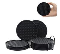 Drink Coasters Set of 8, Silicone Coasters with Holder, Tabletop Protection for Any Table Type, Wood, Glass, Stone Tables, Dishwasher Safe, Coasters for Drinks Fits Any Size of Drinking Glasses