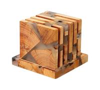 Drink Coasters Set | Wooden Resin Coasters with Stand, Protective Table Coasters for Kitchen, Office, Friends, Family, Special Occasions, Holidays, Party