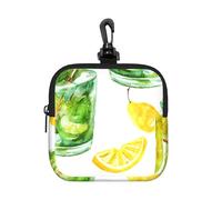 Drink Cocktail Lemon Ice, Square Zipper Storage Bag, Neoprene Coin Purse, Small Wallets, Change Pouch, Change Purse