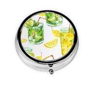 Drink Cocktail Lemon IceMeta Pill Box 3 Compartment Medicine Case,Portable Organizer