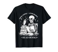 Drink Coffee Avoid People Read Books Halloween Skeleton T-Shirt