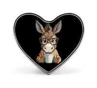 Drink Coffee Donkey Heart Badge Funny Lapel Pins Personalized Button Brooch Pin for Clothing Bag Accessories