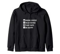 Drink Coffee Read Book Take Naps Funny Books Pajamas Zip Hoodie