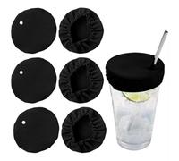 Drink Covers, 6Pcs Anti-Spike Drink Protector for Women, with Straw Hole, Anti-Dust,Insect, Reusable, Washable Fits Most Cups & Glasses, for Outdoor Travel Bar Club Party (Black)