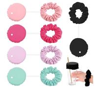 Drink Covers Anti Spike, 5PCS Drink Spiking Prevention with Scrunchie Hair Band Reusable & Washable Cup Cover with Straw Hole Alcohol Protection for Girls Women Clubs Bars Parties Fits Most Cups