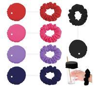 Drink Covers Anti Spike, 5PCS Drink Spiking Prevention with Scrunchie Hair Band Reusable & Washable Cup Cover with Straw Hole Alcohol Protection for Girls Women Clubs Bars Parties Fits Most Cups (B)