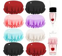 Drink Covers Anti Spike 8 Pcs, Reusableand Anti Spike Drink Covers Fabric Anti Spike Drink Cup for Alcohol Protection Drink Cover Scrunchies with Straws Holes for Girls Women Bars Clubs Parties