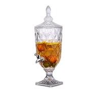 Drink Dispenser 2L/3L/5L Glass Cold Jug Juice Drink Pot with Faucet Glass Wine Bottle High-temperature Beverage Can Water Bottle Easy Dispensing (B 2L)