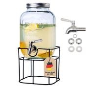 Drink Dispenser 4 Litre Glass Tap Water Juice Dispenser Glass Container