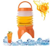 Drink Dispenser Collapsible with Tap and Stand 5.5L Plastic Juice Water Dispenser with Handle Beverage Dispenser for Outdoor Picnic BBQ Parties Orange