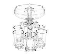 Drink Dispenser with 6 Shot Glasses and Holder Set, Shot Glass Dispenser Acrylic Touchless Shot Pourer for Beverage, Liquor, and Cocktai, Home Bar Accessories