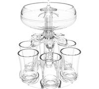 Drink Dispenser with 6 Shot Glasses and Holder Set,Shot Glass Dispenser Acrylic Touchless Shot Pourer for Beverage, Liquor, and Cocktai, Home Bar Accessories