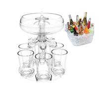 Drink Dispenser with 6 Shot Glasses - Clear Shot Glass Dispenser | Acrylic Cocktail Glasses Shot Dispenser | Touchless Shot Pourer Alcohol Shots Dispenser for Beverage Liquor Bar Parties