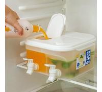 Drink Dispenser with Two Compartments, 5L Refillable Drink Dispenser with 2 Tap, Fridge Water Dispenser with Feeding Lid, Juice Dispenser for Fruit Juice Drinks Cocktail