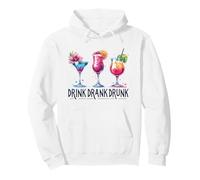 Drink Drank Drunk Funny Cocktail Party Watercolor Pullover Hoodie