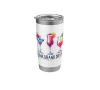 Drink Drank Drunk Funny Cocktail Party Watercolor Stainless Steel Insulated Tumbler