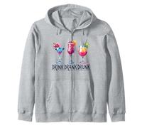 Drink Drank Drunk Funny Cocktail Party Watercolor Zip Hoodie