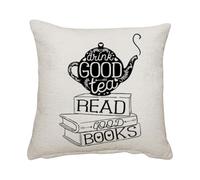 Drink Good Tea Read Good Book, Tea Lovers And Book Lovers Gift,Sofa decor, Home Décor, Linen Throw Pillow/Cushion. (Linen Cushion Cover With Insert)