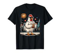 Drink iced Coffee with a Hen as Night City Lights Gleam T-Shirt