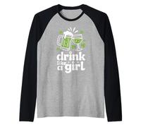 Drink Like A Girl St Patrick's Celebration Raglan Baseball Tee