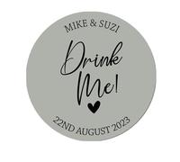 Drink Me Personalised Custom Wedding Favors Stickers Labels, Wedding take a Shot Stickers, Custom Shot Glass Labels 3.7cm or 4.5cm