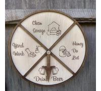 Drink or Do Housework Spinner Wheel - Wooden Decision Maker for Chores & Games, Handcrafted Rotary Decor for Living Room, Home Bar & Party (A)