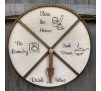 Drink or Do Housework Spinner Wheel - Wooden Decision Maker for Chores & Games, Handcrafted Rotary Decor for Living Room, Home Bar & Party (B)
