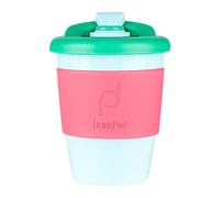 Pioneer DrinkPod 12oz/340 ml Reusable Coffee Cup/Travel Mug with Rotating Rubber Lip BPA Free PLA Plastic - Laguna Rosa/Pink RPC-340/P