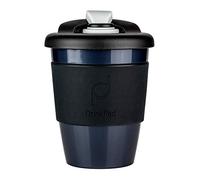 DrinkPod 12oz/340 ml Reusable Coffee Cup / Travel Mug with Rotating Rubber Lip BPA Free PLA Plastic - Night / Black