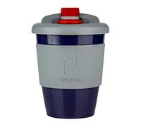 Drink Pod 12oz/340 ml Reusable Coffee Cup/Travel Mug with Rotating Rubber Lip BPA Free PLA Plastic - Storm/Grey