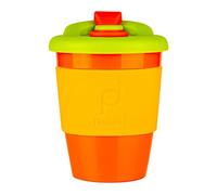 DrinkPod 12oz/340 ml Reusable Coffee Cup / Travel Mug with Rotating Rubber Lip BPA Free PLA Plastic - Autumn / Orange