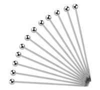 Drink Stirrers 12Pcs Stainless Steel Cocktail Picks Bar Tools Drink Stirring Sticks Decoration Reusable Fruit Party Pick(12PCS 4inch Silver)