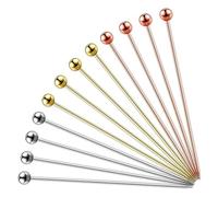 Drink Stirrers 12Pcs Stainless Steel Cocktail Picks Bar Tools Drink Stirring Sticks Decoration Reusable Fruit Party Pick(12PCS 4inch Tricolor)