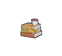 Drink Tea And Read Books Bookish Tea Lover Enamel Pin, Cozy Reading Bookworm Pin Brooch For Book Lover Bibliophile Librarian, Tea Drinker Brooch Badge, Cottagecore Reading Lapel Badges, Bookish Reader