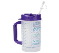 Drink Water Tracking Hospital Cup for Daily Intake Measuring with Straw, 32 oz Mug with Lid (Purple)