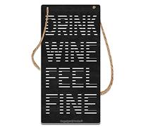 Drink Wine Feel Fine Vintage Look Wooden Sign 5X10 Inch Decoration Plaque Sign for Home Kitchen Bathroom Farm Garden Garage Inspirational Quotes Wall Decor