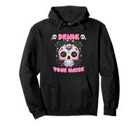 Drink Your Water Floral Sugar Skull Calavera Pullover Hoodie