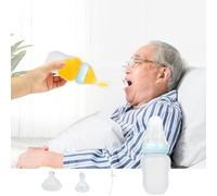 Drinking Aids Feeding Cup for Disabled Elderly Patients Bedridden Adult Nursing Cup Flow Dysphagia Cup Control Liquid Feeder Bottle with Spoon Bottle Nipple Drinking Cups For Water Porridge Soup,180ml