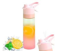 Drinking and Misting Sports Water Bottle,650ML Portable Clear Plastic Spray Cup Head Anti Leak Water Bottle Spray Bottle,Spray Drinking Bottle fit Outdoors,Indoors,Yoga,Bike,Gym,Opens with 1 Click