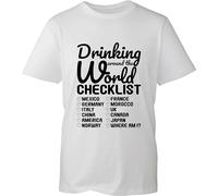 Drinking Around The World Checklist Funny Epcot T-Shirt Vacations Holiday Destination Cartoon Lovers Gift for BF/GF Gift for Family & Friends Birthday Xmas Gift Unisex Tee Top